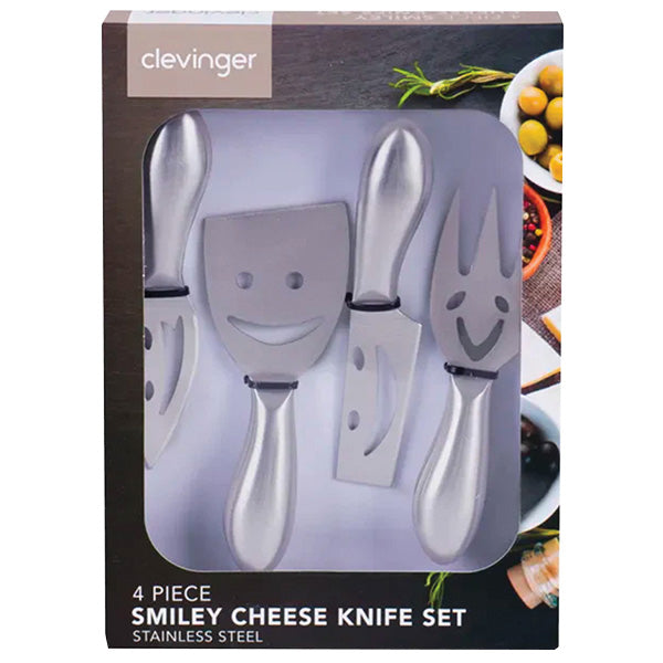 Stainless Steel Cheese Knife Set Smiley 4pk