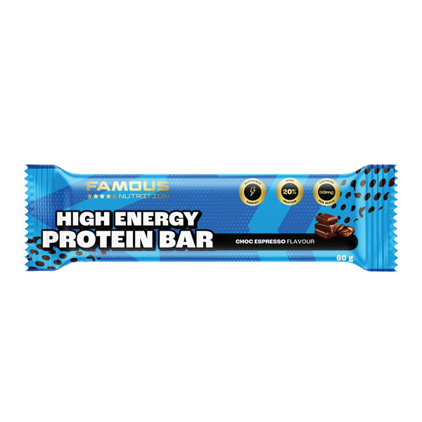 Famous Nutrition High Energy Protein Bar Choc Expresso 60g - 3 for $5