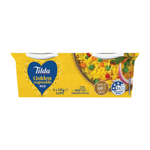 Tilda Rice Cups Golden Vegetable 2pk 250g