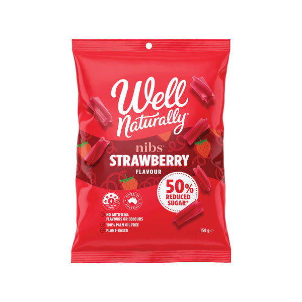 Well Naturally Reduced Sugar Strawberry Nibs 150g
