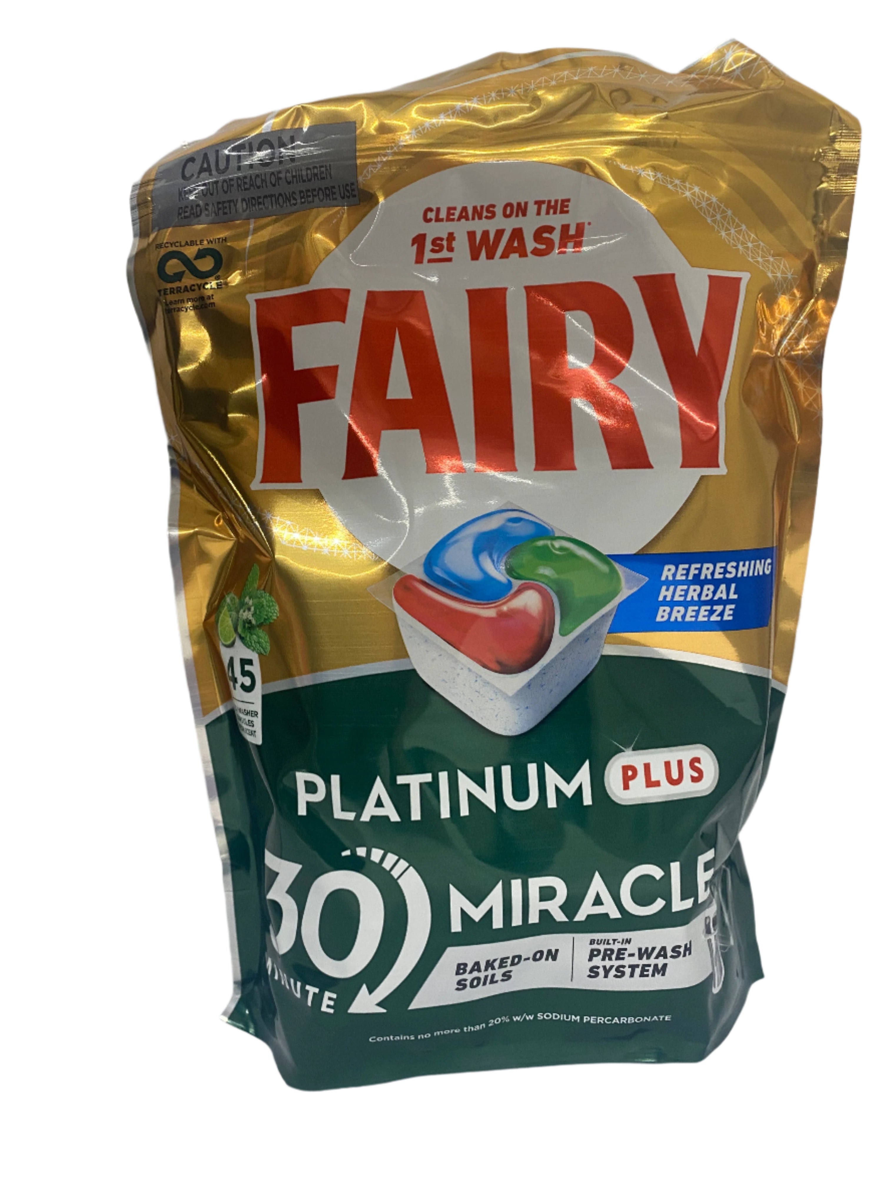 Fairy Dishwashing Tablets 30-Minute Miracle Platinum Plus 45PK