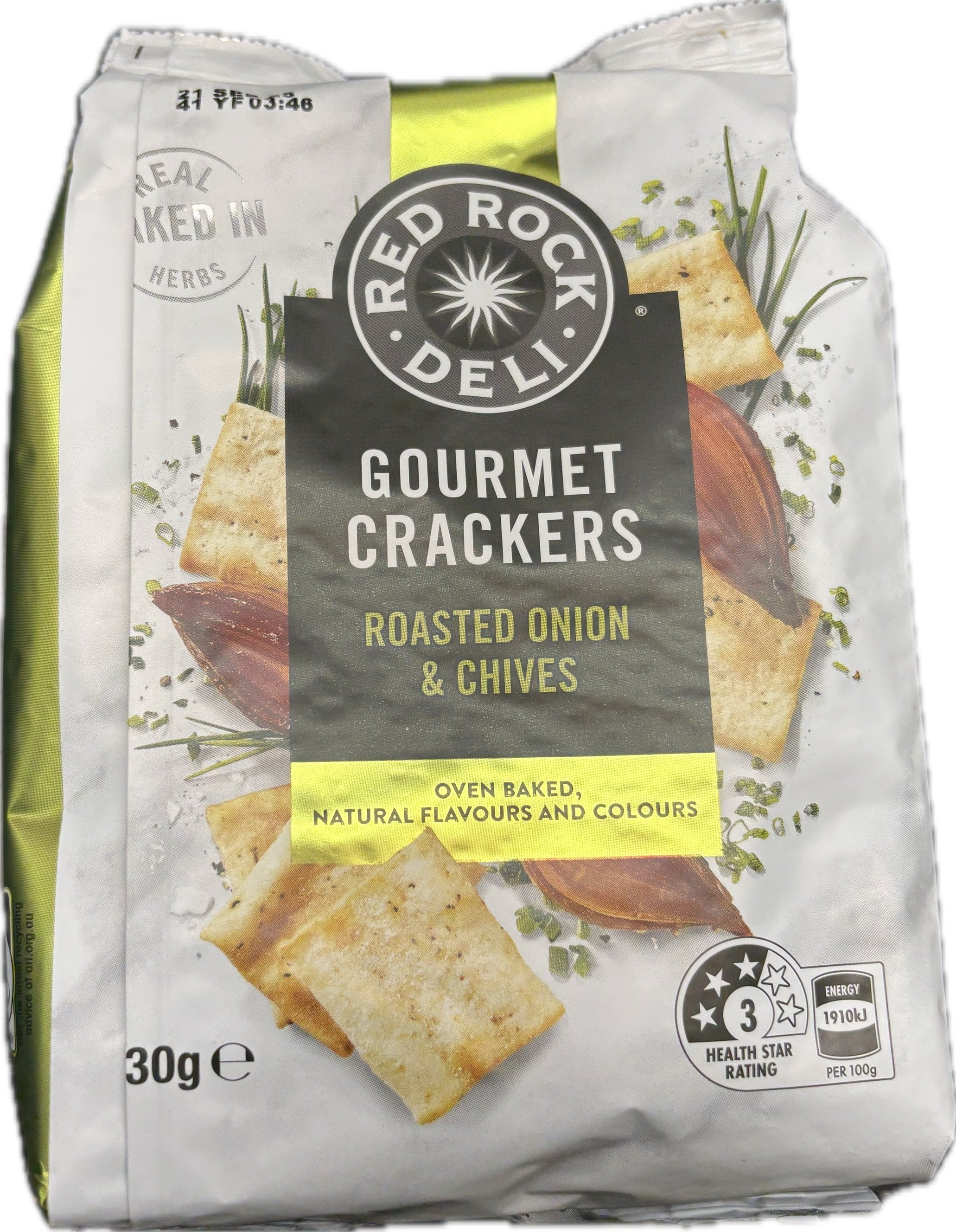 Red Rock Deli Gourmet Crackers Roasted Onion & Chives 30g