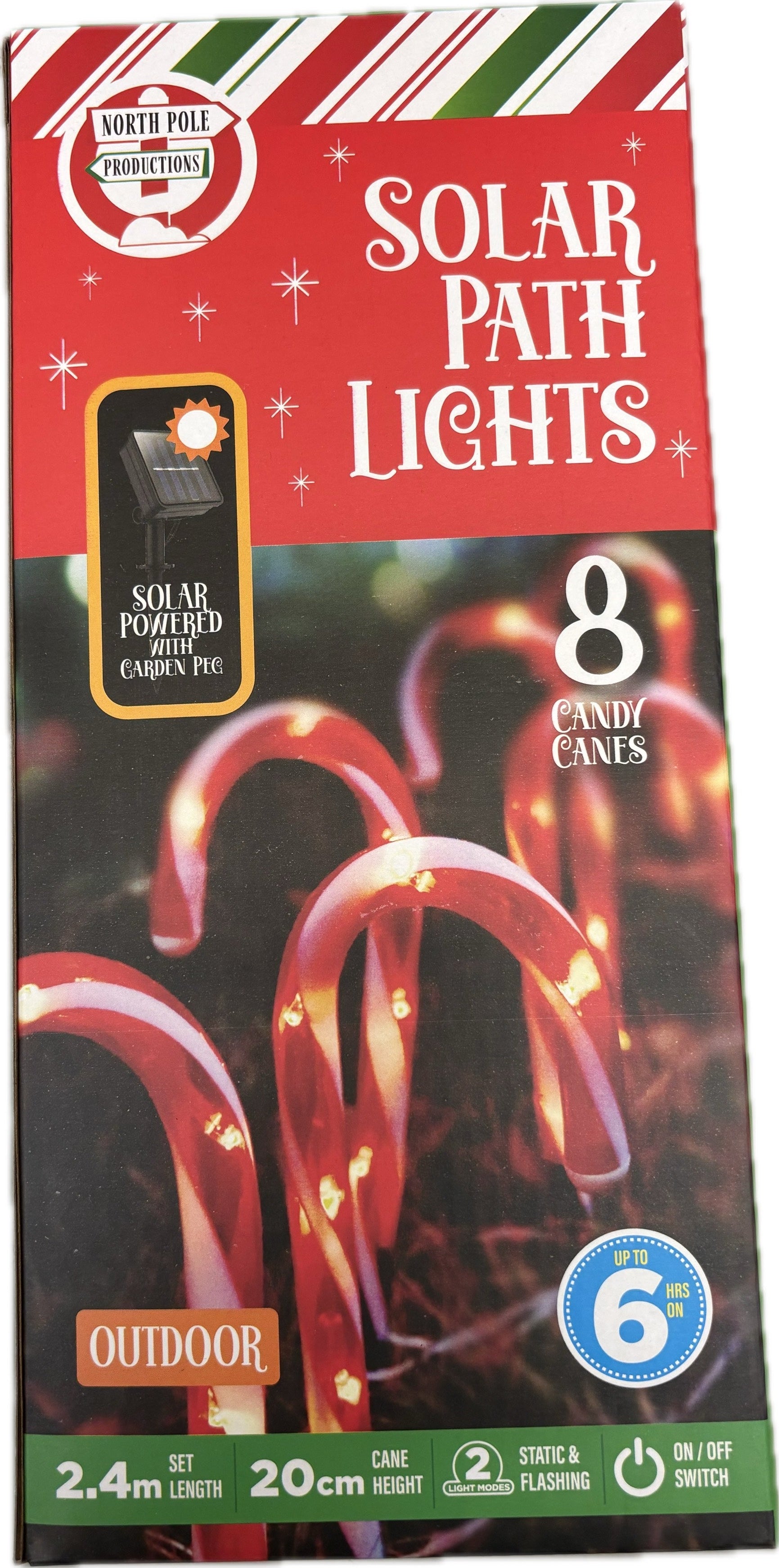Candy Cane Solar Lights 8pk