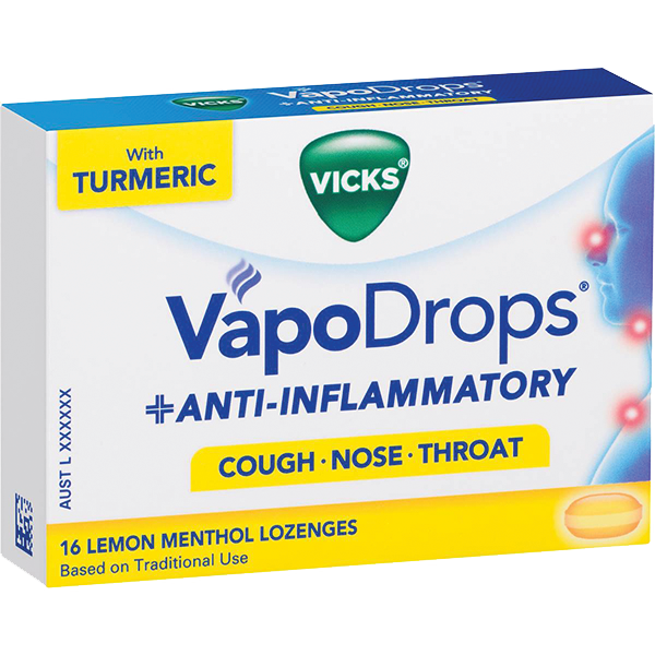 Vicks Vapo Drops Anti-Inflammatory Lemon Menthol 16pk