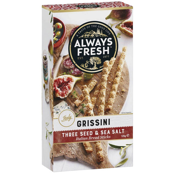 Always Fresh Grissini 3 Seeds & Sea Salt 125g