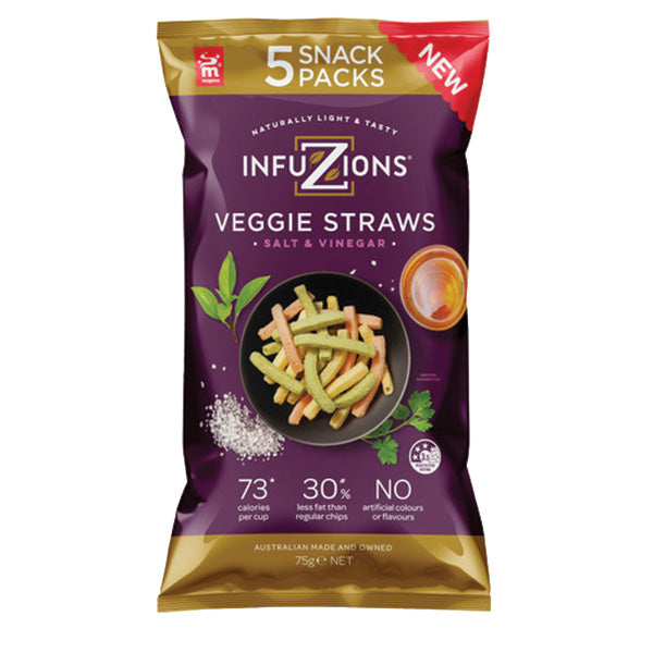 Infuzions Veggie Straws Salt & Vinegar 5pk