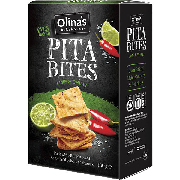 Olina's Bakehouse Pita Bites Lime & Chilli 130g