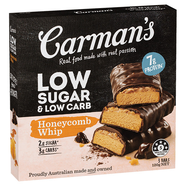 Carman's Low Sugar & Low Carb Bars Honeycomb 3pk