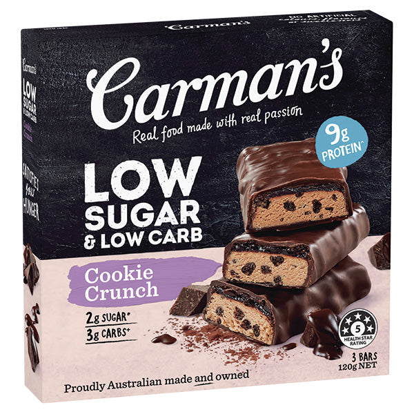 Carman's Low Sugar & Low Carb Bars Cookie 3pk