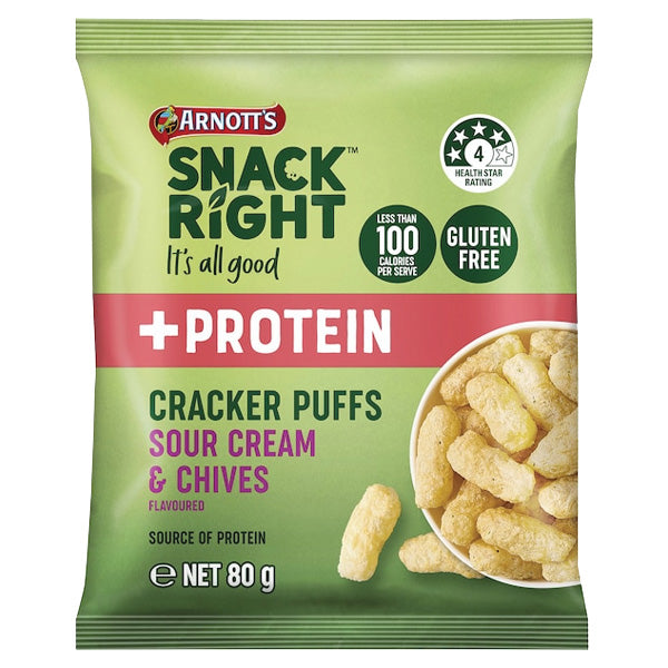 Arnott's Snack Right Cracker Puffs Sour Cream & Chives 80g