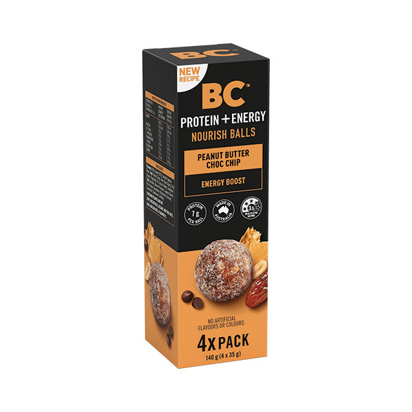 BC Peanut Butter Choc Chip Nourish Balls 4pk