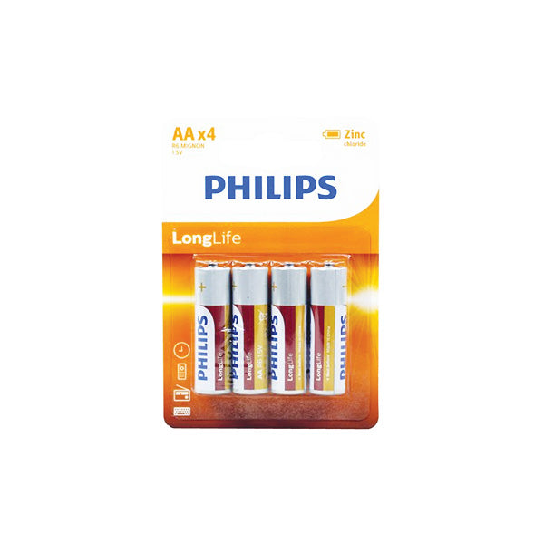 Phillips AA 4pk Zinc Batteries