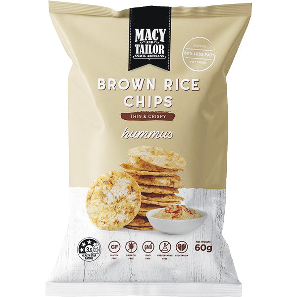 Macy & Tailor Brown Rice Chips Hommus 60g