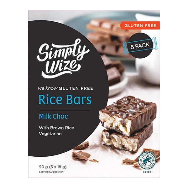 Simply Wize Gluten Free Rice Bars 5pk Milk Choc