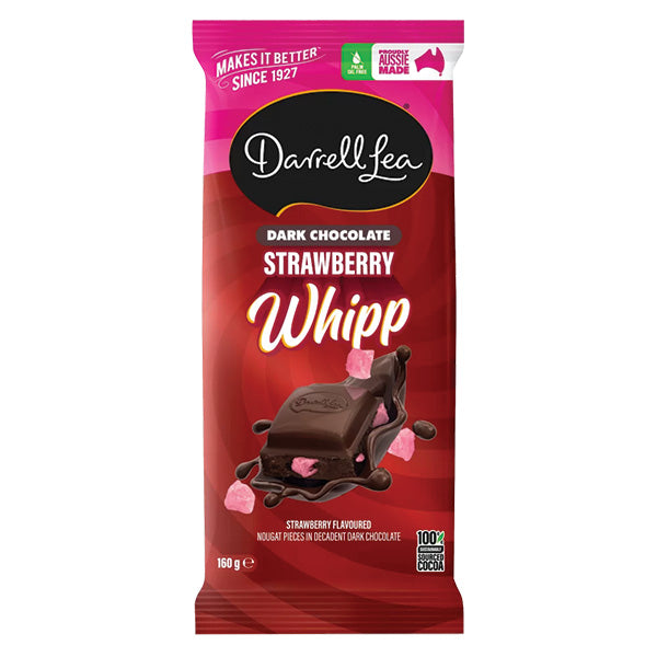 Darrell Lea Dark Chocolate Strawberry Whipp Block 160g