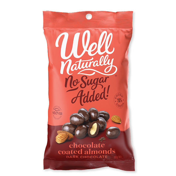 Well Naturally Dark Choc Coated Almonds 80g