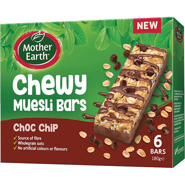 Mother Earth Chewy Muesli Bars Choc Chip 6-Pack