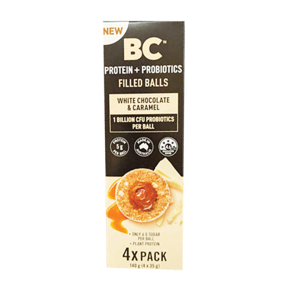 BC Protein + Probiotics Balls White Choc Caramel 4-Pack