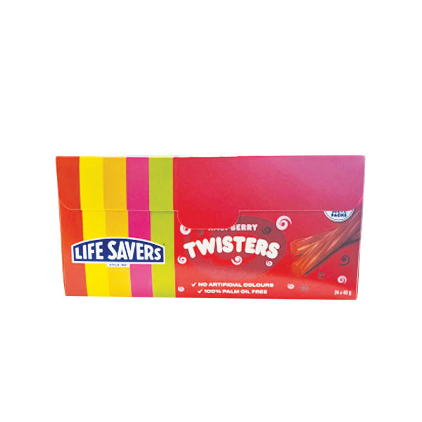 Lifesavers Raspberry Twisters 40g - Box of 24 for $8