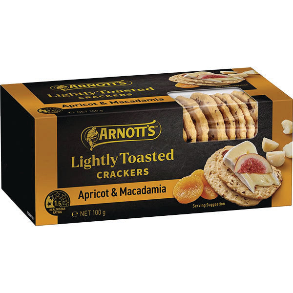 Arnott's Gold Lightly Toasted Crackers Apricot & Macadamia 100g