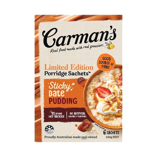 Carmans Porridge Sticky Date Pudding 6-Pack