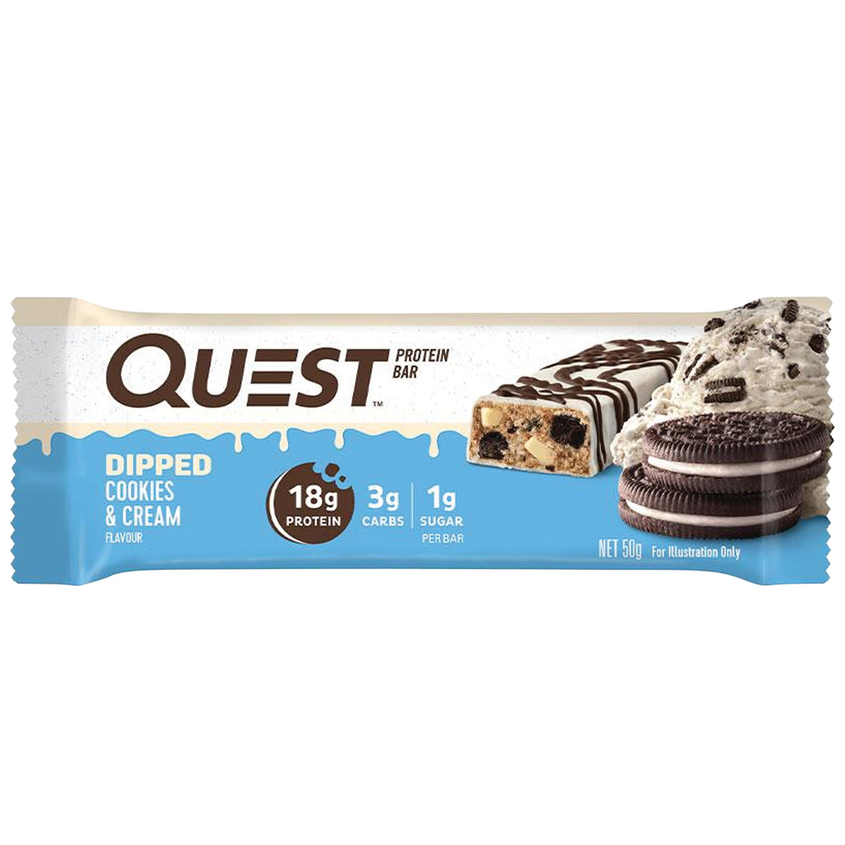 Quest Dipped Cookies & Cream Protein Bar 50g