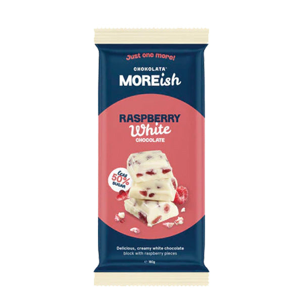 Chokolata Moreish Raspberry White Chocolate Block 180g
