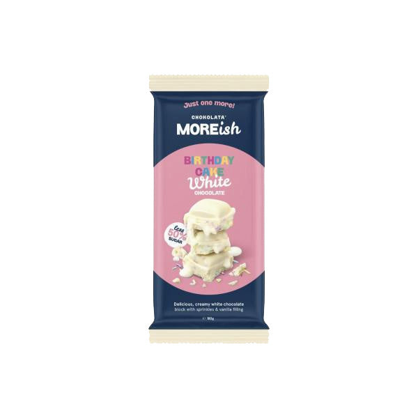 Chokolata Moreish Birthday Cake White Chocolate Block 180g