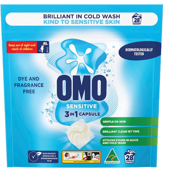 Omo Sensitive 3 in 1 Capsules 28pk