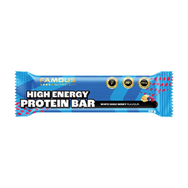 Famous Nutrition High Energy Protein Bar White Choc Berry 60g