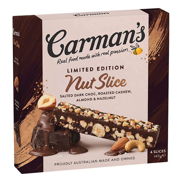 Carman's Salted Dark Choc & Hazelnut Nut Slice 4-Pack