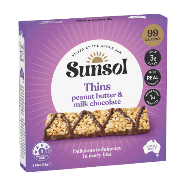Sunsol Peanut Butter & Milk Choc Bars 5-Pack