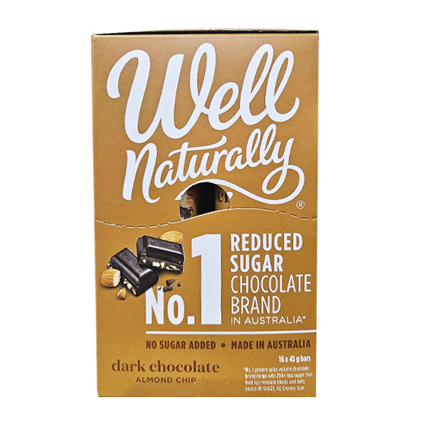 Well Naturally No Added Sugar Dark Choc Almond 45g x 16