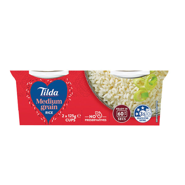 Tilda Rice Cups Medium Grain 2pk 250g