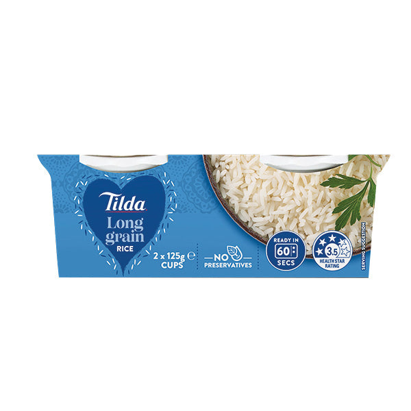 Tilda Rice Cups Long Grain 2pk 250g