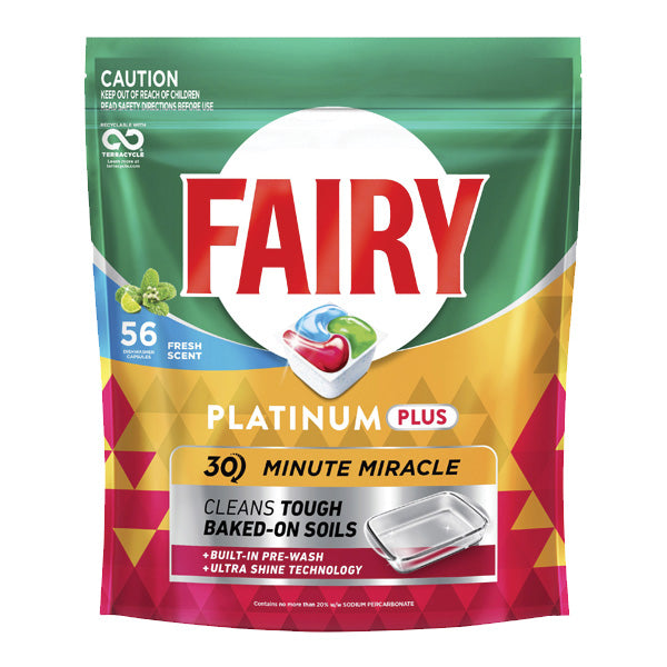 Fairy Platinum Plus 30 Minute Miricle Dishwasher Capsules Fresh Scent 56pk