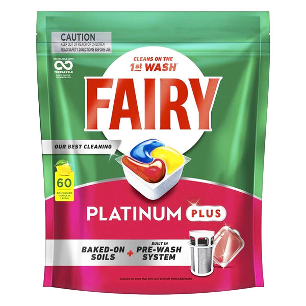 Fairy Platinum Plus Dishwasher Capsules Lemon 60pk