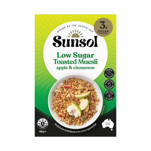 Sunsol Low Sugar Toasted Muesli Apple & Cinnamon 450g
