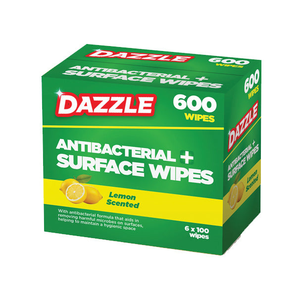 Dazzle Antibacterial Wipes Lemon Scented 600pk
