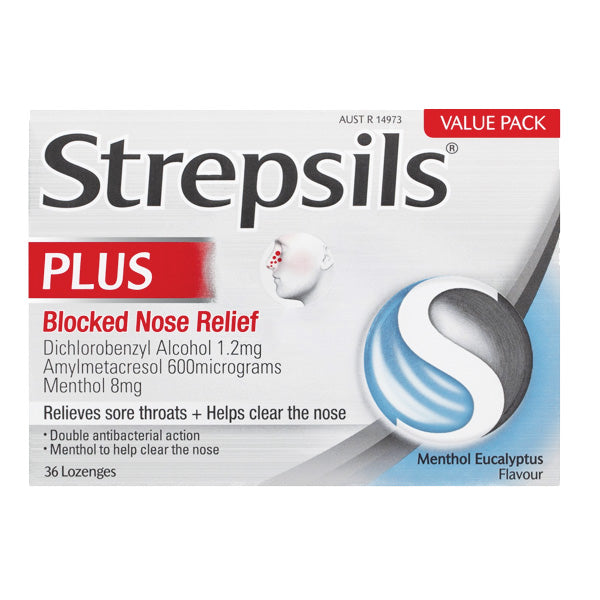 Strepsils Lozenges Blocked Nose Menthol Eucalyptus Flavor 36pk