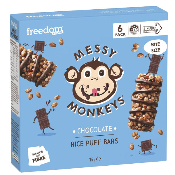 Messy Monkeys Rice Puffs Choc Bars 6 PK