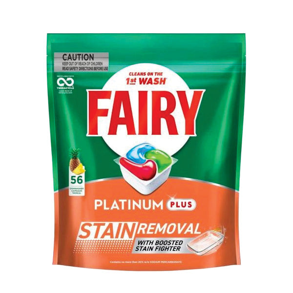 Fairy Dishwasher Capsules Platinum Plus Stain Removal Tropical 56PK