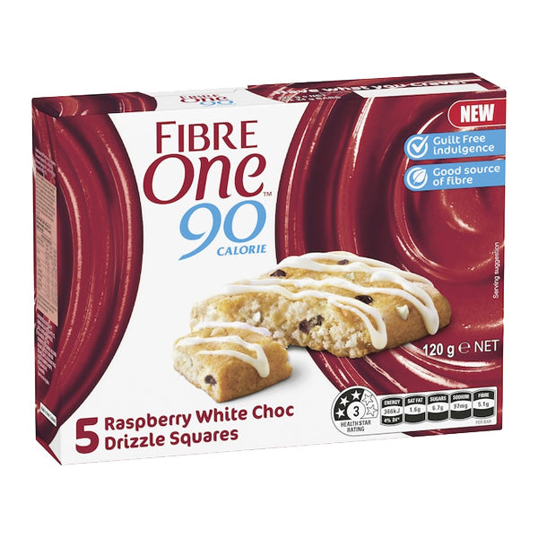 Fibre One Raspberry White Choc Squares 5pk