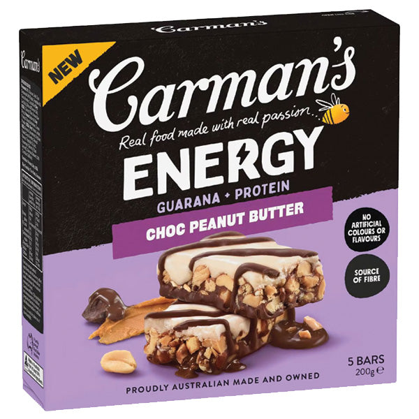 Carman's Energy Choc Peanut Butter Bars 5pk