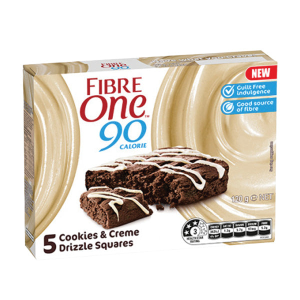 Fibre One Cookes & Creme Drizzle Squares 5pk