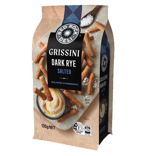 Red Rock Deli Grissini Dark Rye Salted 135g