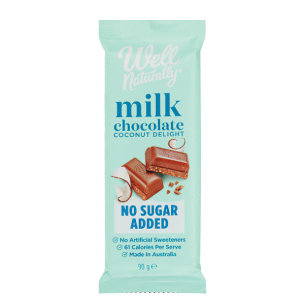 Well Naturally No Added Sugar Chocolate Coconut Bar 45g - 3 for $4