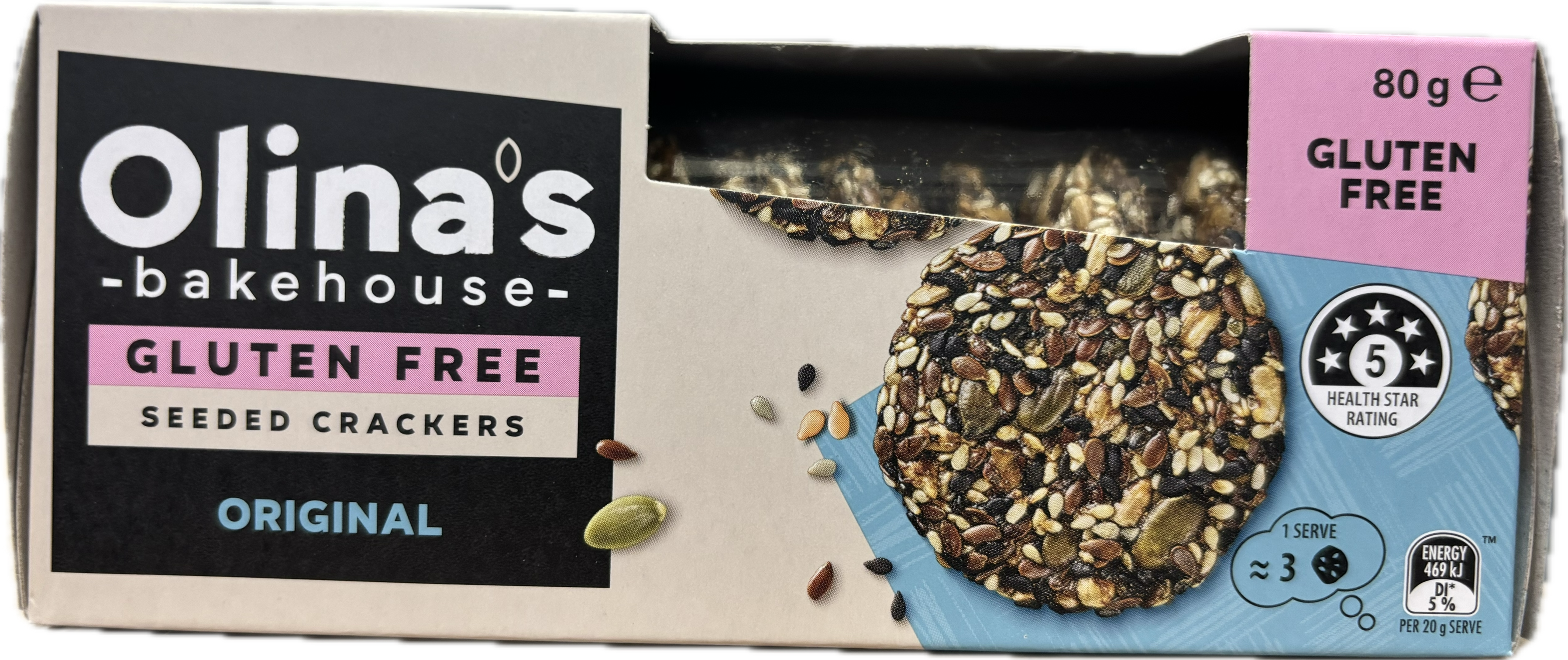 Olina's Bakehouse Gluten Free Seeded Crackers Original 80g