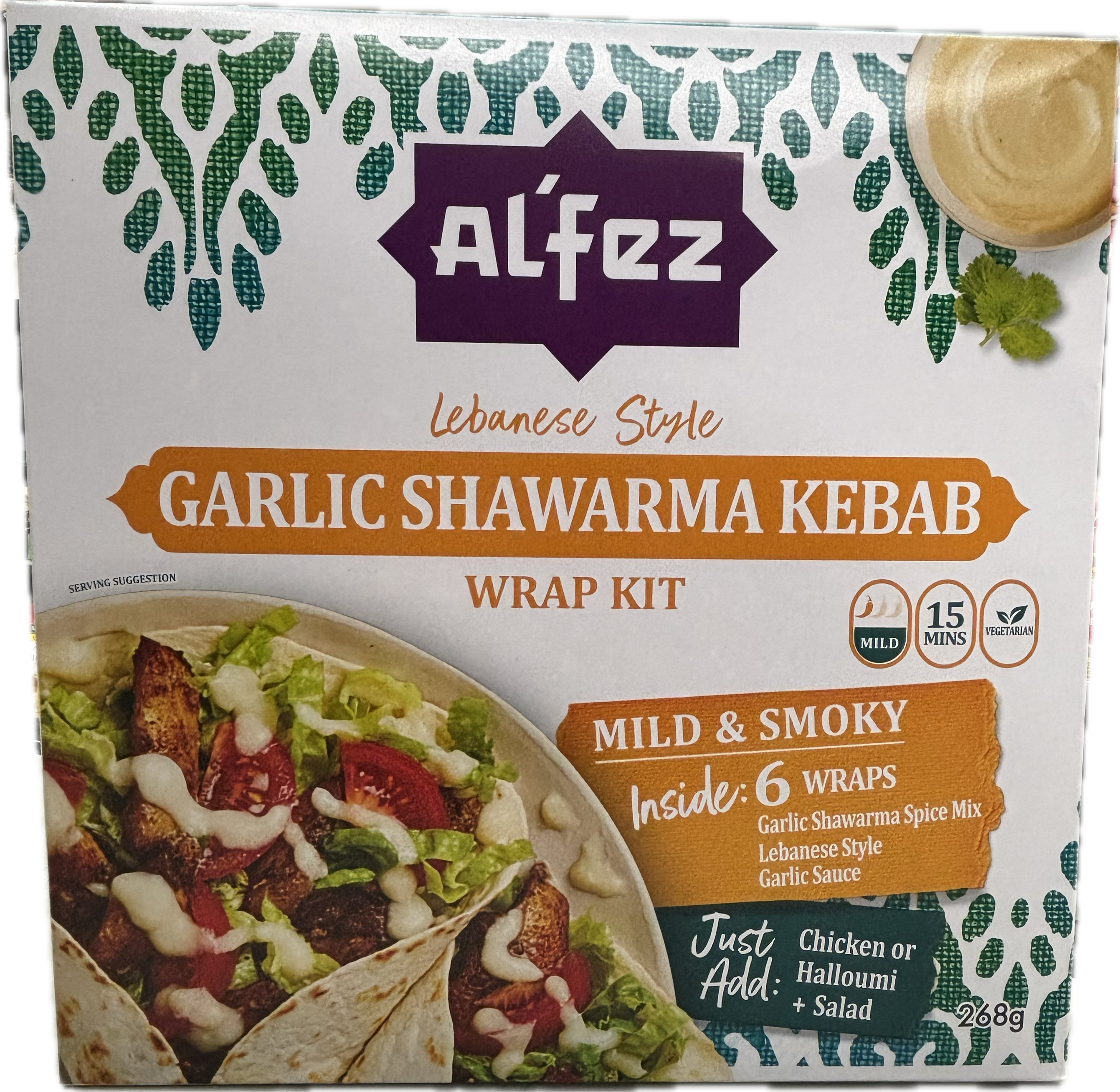Al'Fez Lebanese Style Garlic Shawarma Kebab Wrap Kit 268g