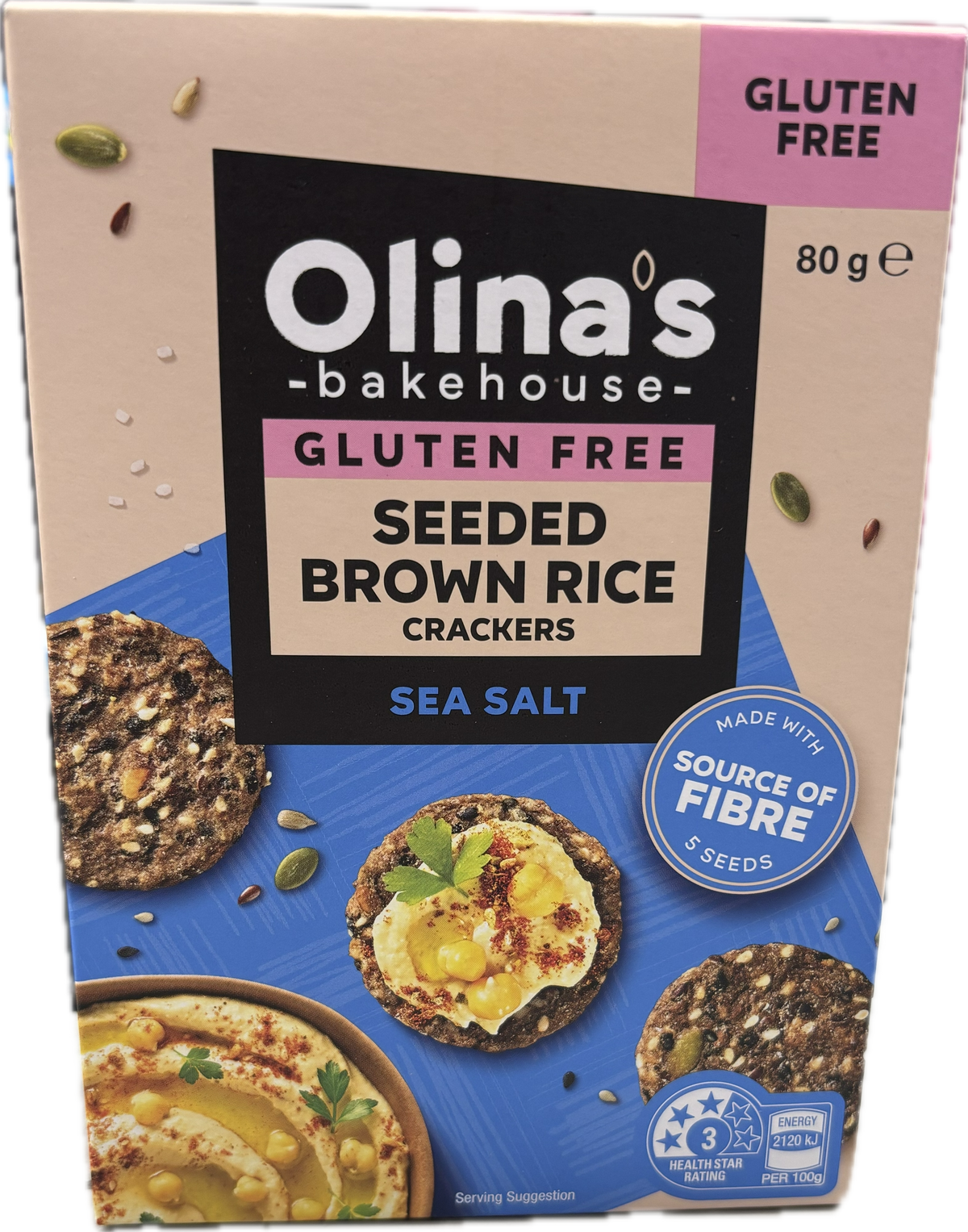 Olina's Gluten Free Seeded Brown Rice Cracker 80g Varieties